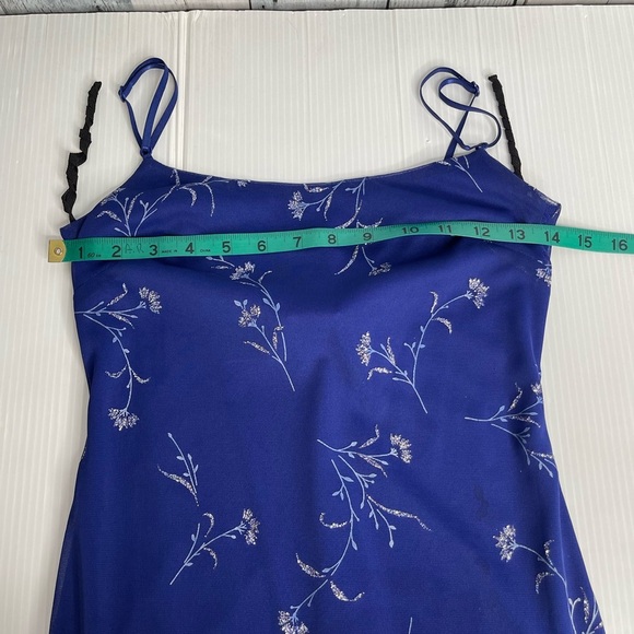 Vintage Y2K 90’s City Triangles mesh  Blue with Glitter Flowers size small - Picture 8 of 12